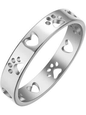 Silver Paw Heart Cool Family Ring Lovely Gold Ring Sterling Gold